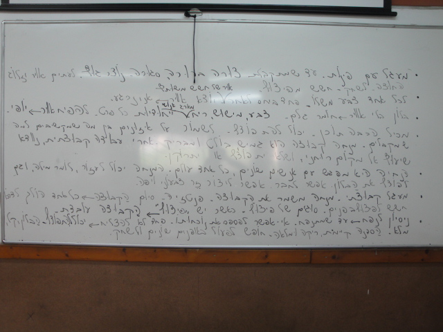 צילום של הלוח בכיתה, שעליו סיכמתי את עיקרי הדברים שהסטודנטים כתבו בתרגיל בנוגע לבלון.